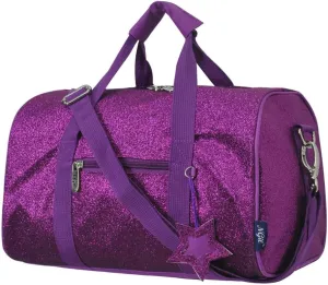 NGIL Large Super Star Duffle Bag for Dance, Sports, Ballet, Tumbling, and Gymnastic – Glitter Cheer with Shoulder Strap and Pockets (Glitter-Purple, Small)