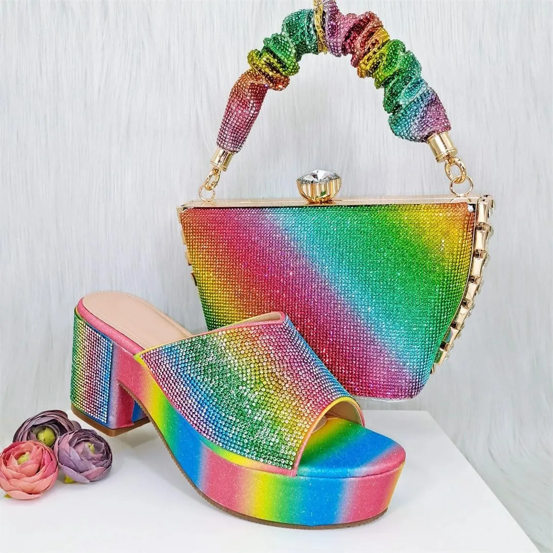 Nigerian Artisan Wedding Bundle Crystal Heels Evening Purse Italian Crafted System