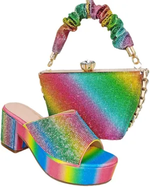 Nigerian Artisan Wedding Bundle Crystal Heels Evening Purse Italian Crafted System