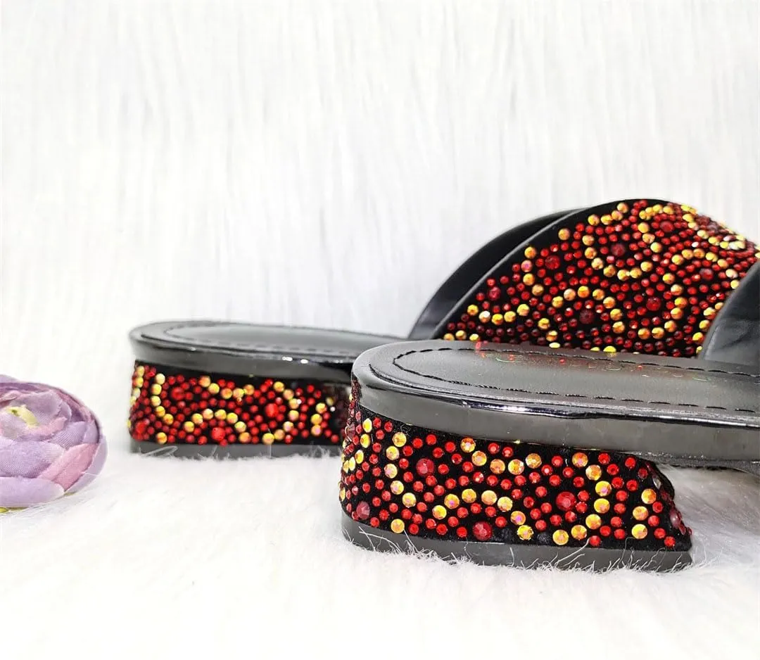 Nigerian Wedding Shoes Bag Set Crystal-Embellished Heels with African-Style Evening Purse