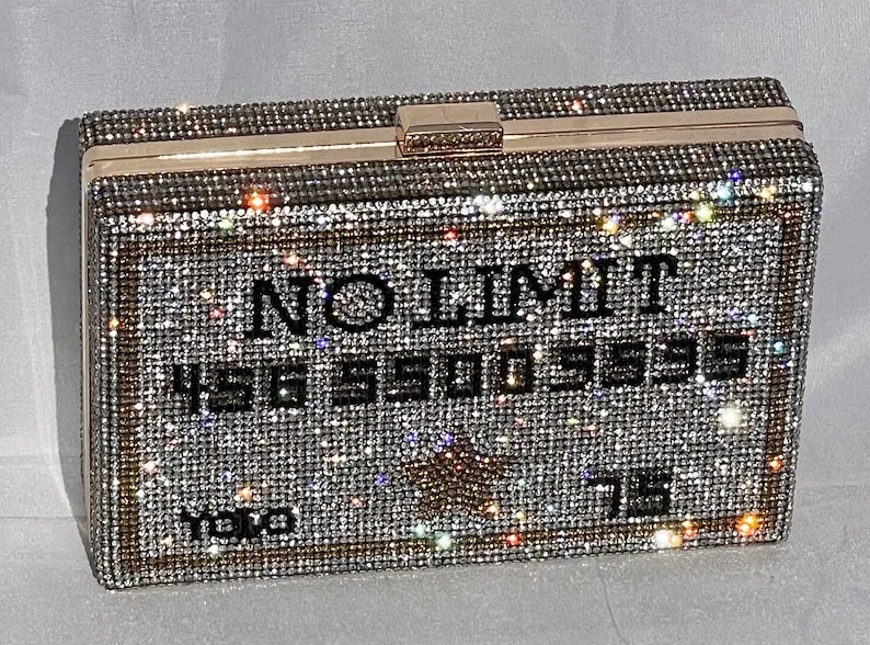No Limit No Limit Credit Card | Rhinestone Purse | Bling Evening Bag | Crystal Clutch | Bedazzle Gift | Ultra Sparkle | Exclusive