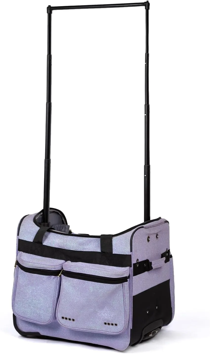 Non-Foldable 20 Inch Dance Bag with Garment Rack, Dance Costumes Garment Bags for Travel, Garment Duffel Bag for Dancer, Competition Bag with Wheels