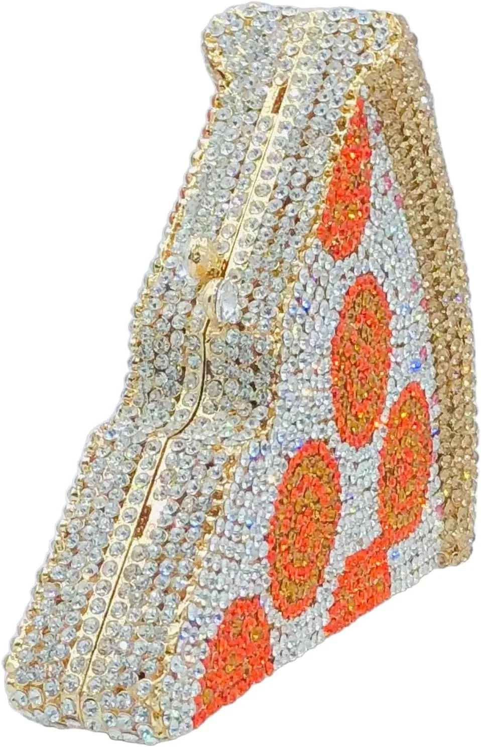 Novelty 3D Pizza Shape Women Crystal Clutch Evening Bag Party Prom Dinner Rhinestone Clutch Purses and Handbags,Mini
