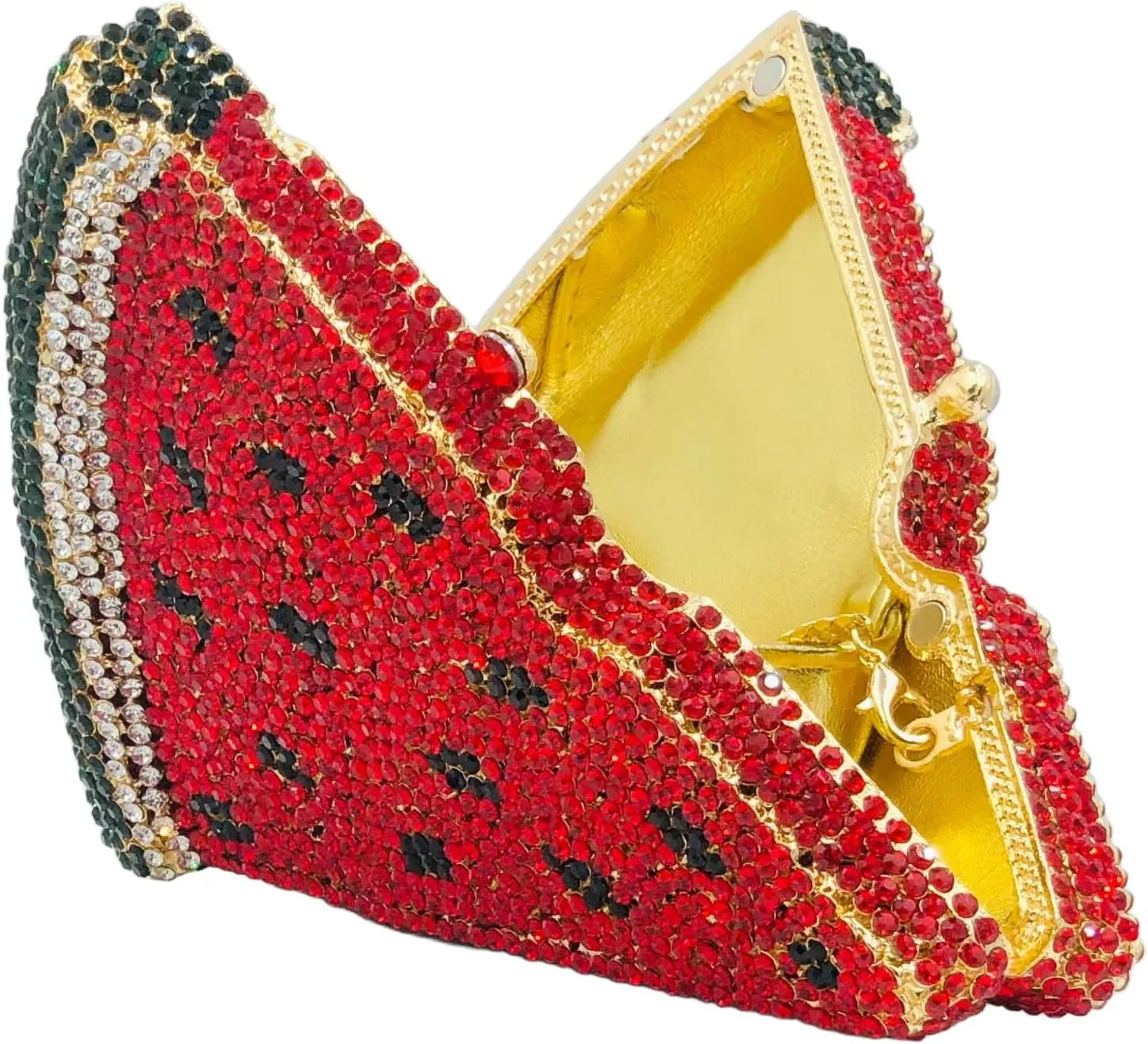 Novelty 3D Pizza Shape Women Crystal Clutch Evening Bag Party Prom Dinner Rhinestone Clutch Purses and Handbags,Mini