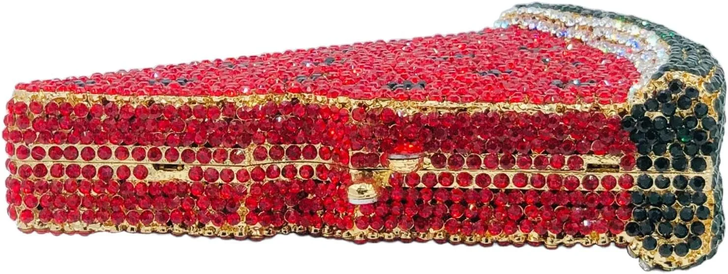 Novelty 3D Pizza Shape Women Crystal Clutch Evening Bag Party Prom Dinner Rhinestone Clutch Purses and Handbags,Mini