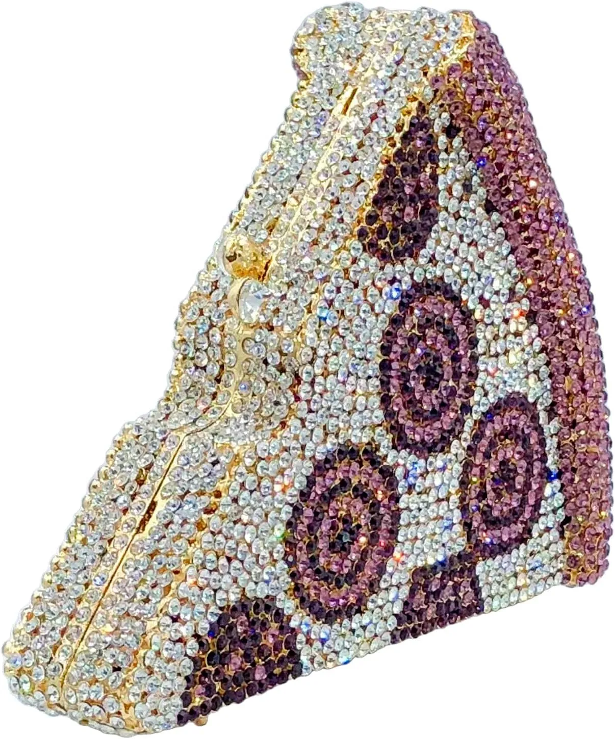 Novelty 3D Pizza Shape Women Crystal Clutch Evening Bag Party Prom Dinner Rhinestone Clutch Purses and Handbags,Mini