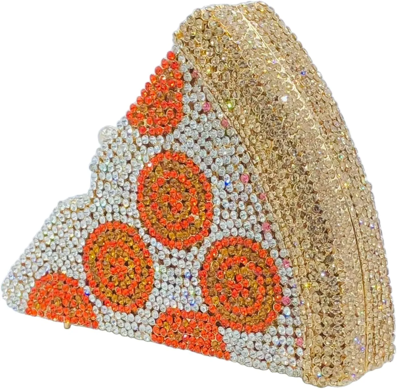 Novelty 3D Pizza Shape Women Crystal Clutch Evening Bag Party Prom Dinner Rhinestone Clutch Purses and Handbags,Mini