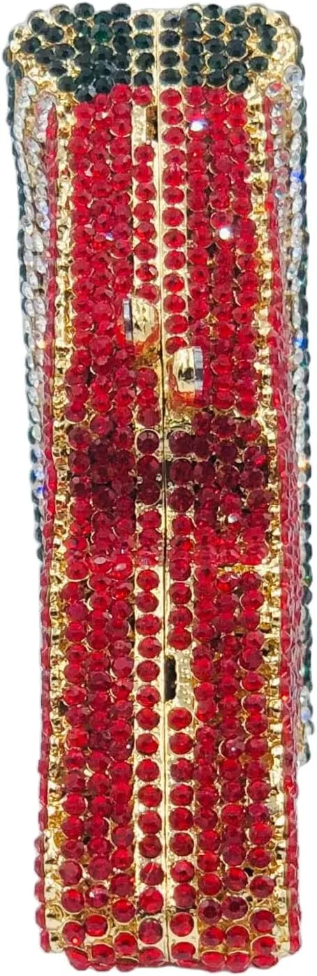 Novelty 3D Pizza Shape Women Crystal Clutch Evening Bag Party Prom Dinner Rhinestone Clutch Purses and Handbags,Mini