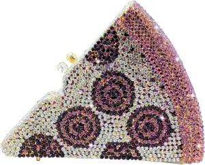 Novelty 3D Pizza Shape Women Crystal Clutch Evening Bag Party Prom Dinner Rhinestone Clutch Purses and Handbags,Mini