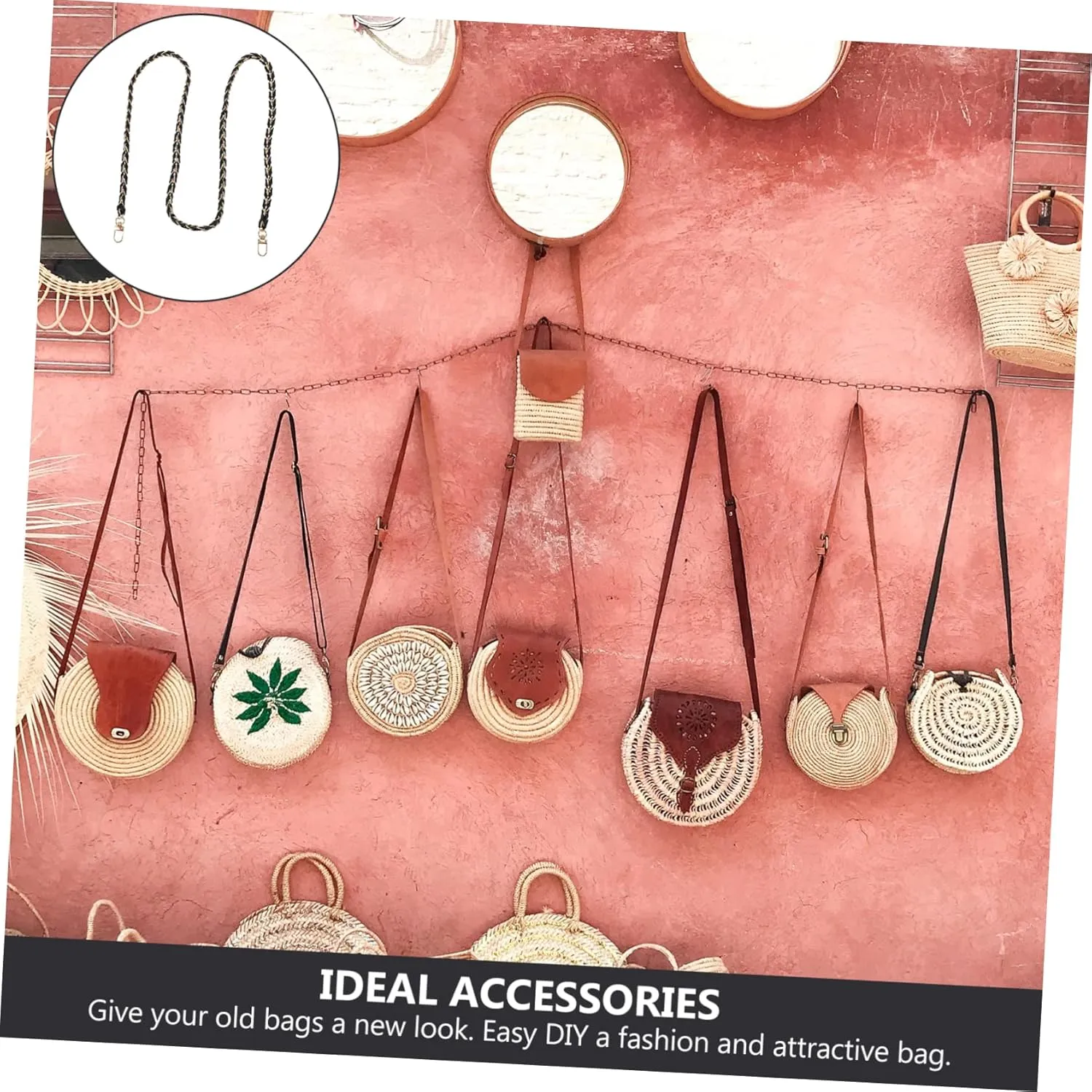 NUOBESTY 4 Pcs Adoption of Pu Material Bag Strap Pu Shoulder Strap Wear Resistant Simple but Fashion Chain Link