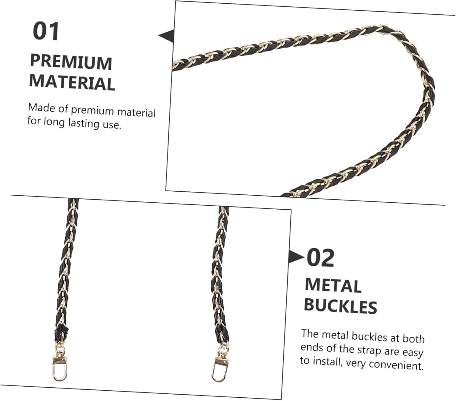 NUOBESTY 4 Pcs Adoption of Pu Material Bag Strap Pu Shoulder Strap Wear Resistant Simple but Fashion Chain Link