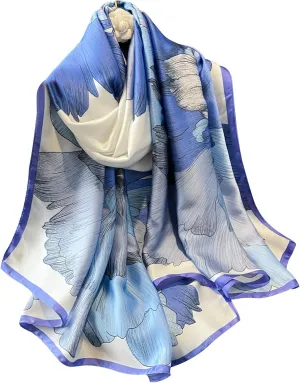 NUWEERIR Womens 100% Large Mulberry Silk Scarf Long Satin Scarf Fashion Lightweight Wraps