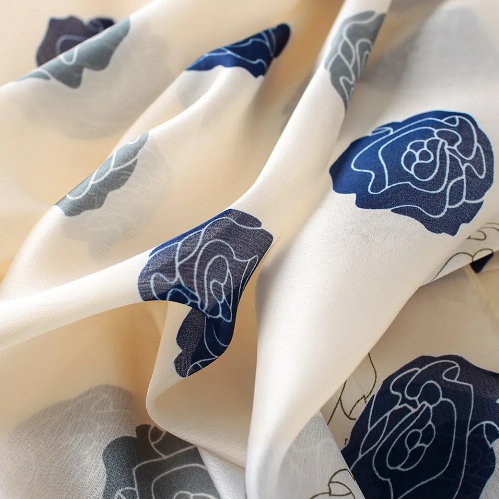 NUWEERIR Womens 100% Large Mulberry Silk Scarf Long Satin Scarf Fashion Lightweight Wraps
