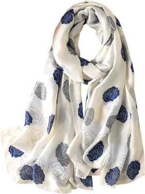 NUWEERIR Womens 100% Large Mulberry Silk Scarf Long Satin Scarf Fashion Lightweight Wraps