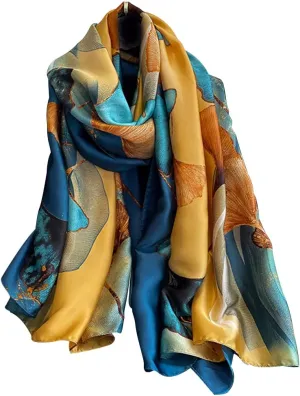 NUWEERIR Womens 100% Large Mulberry Silk Scarf Long Satin Scarf Fashion Lightweight Wraps