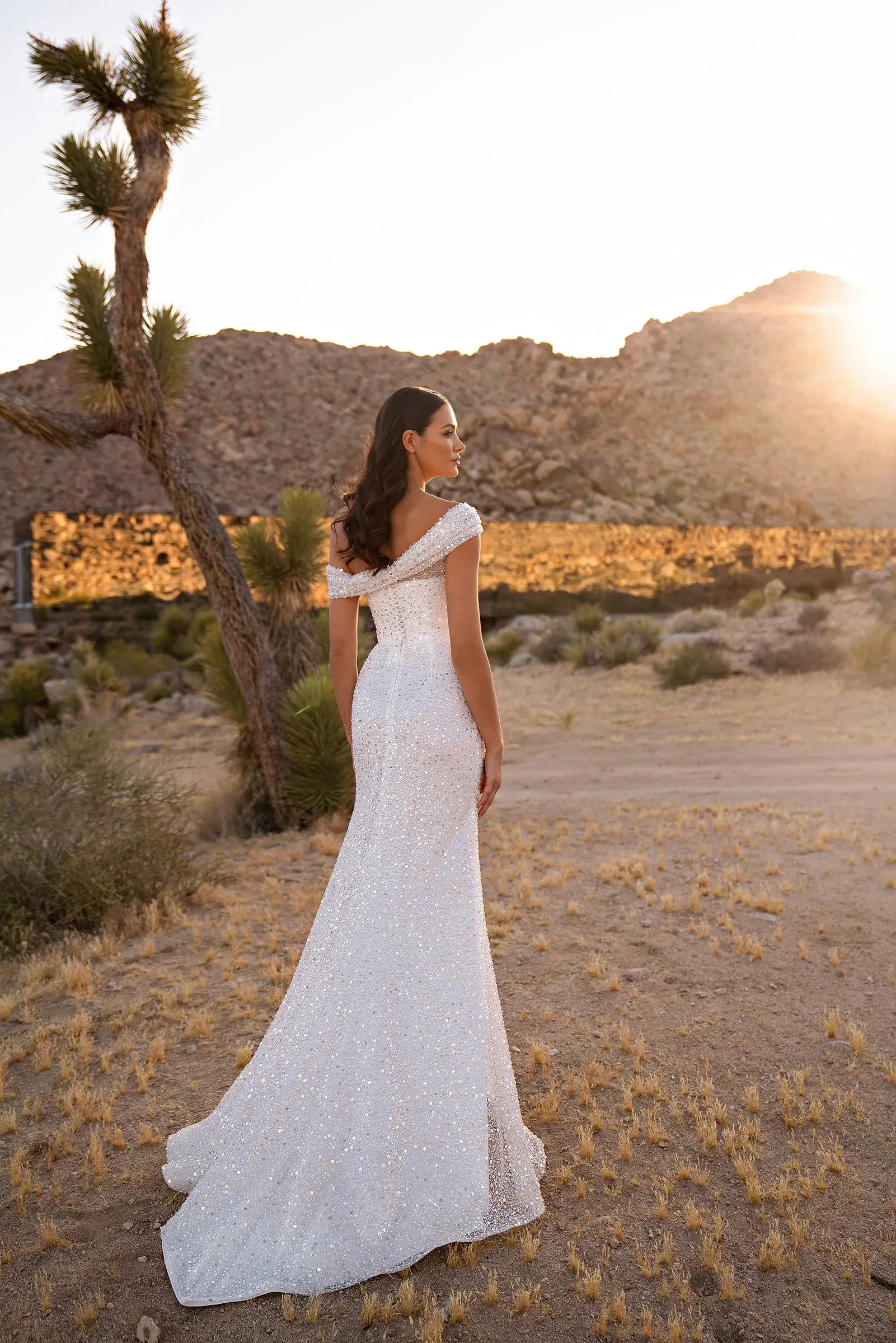 Off Shoulder Maxi Dress Sequin Pleated Short Sleeve Waist Tight Evening Wedding Dress Slim Sexy Split Long Dress