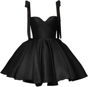 Off Shoulder Satin Homecoming Dress Short Prom Dresses for Teens 2025 Puffy HOCO Dress with Bow BD488