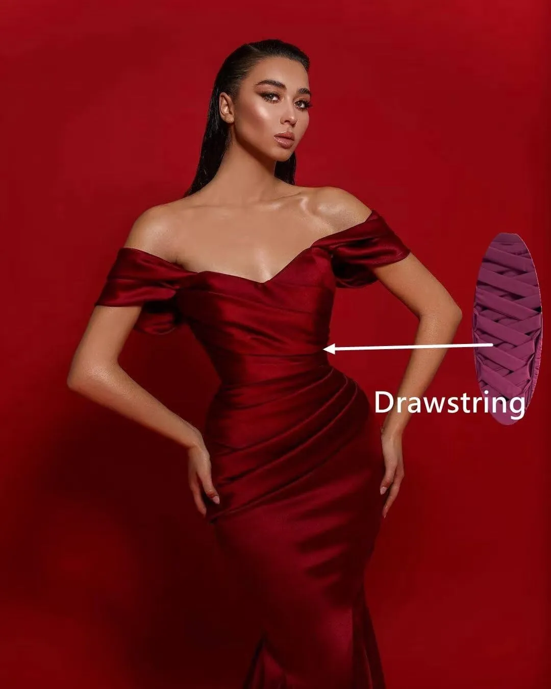 Off The Shoulder Satin Mermaid Prom Dresses for Women Long Ball Gowns A-line Formal Evening Gowns