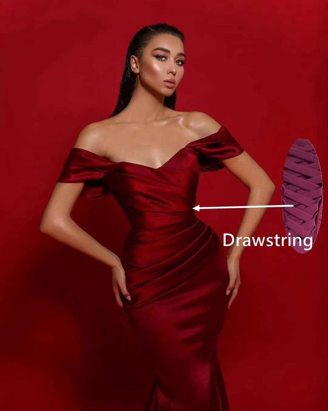 Off The Shoulder Satin Mermaid Prom Dresses for Women Long Ball Gowns A-line Formal Evening Gowns