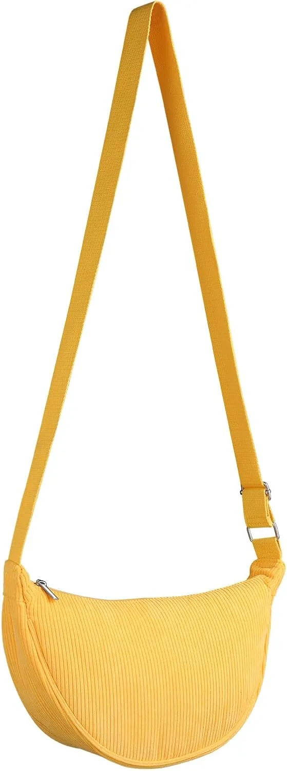 OHAIYEE Corduroy Crescent Crossbody Purses Bag for Women Men Trendy,Travel Sling Bag