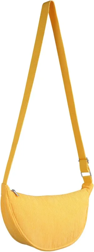 OHAIYEE Corduroy Crescent Crossbody Purses Bag for Women Men Trendy,Travel Sling Bag