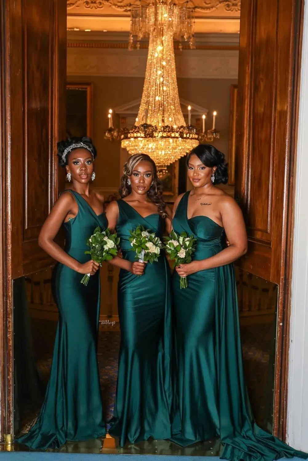 One Shoulder Bridesmaid Dresses for Wedding Mermaid Satin Prom Dresses Long Bodycon Formal Evening Gowns