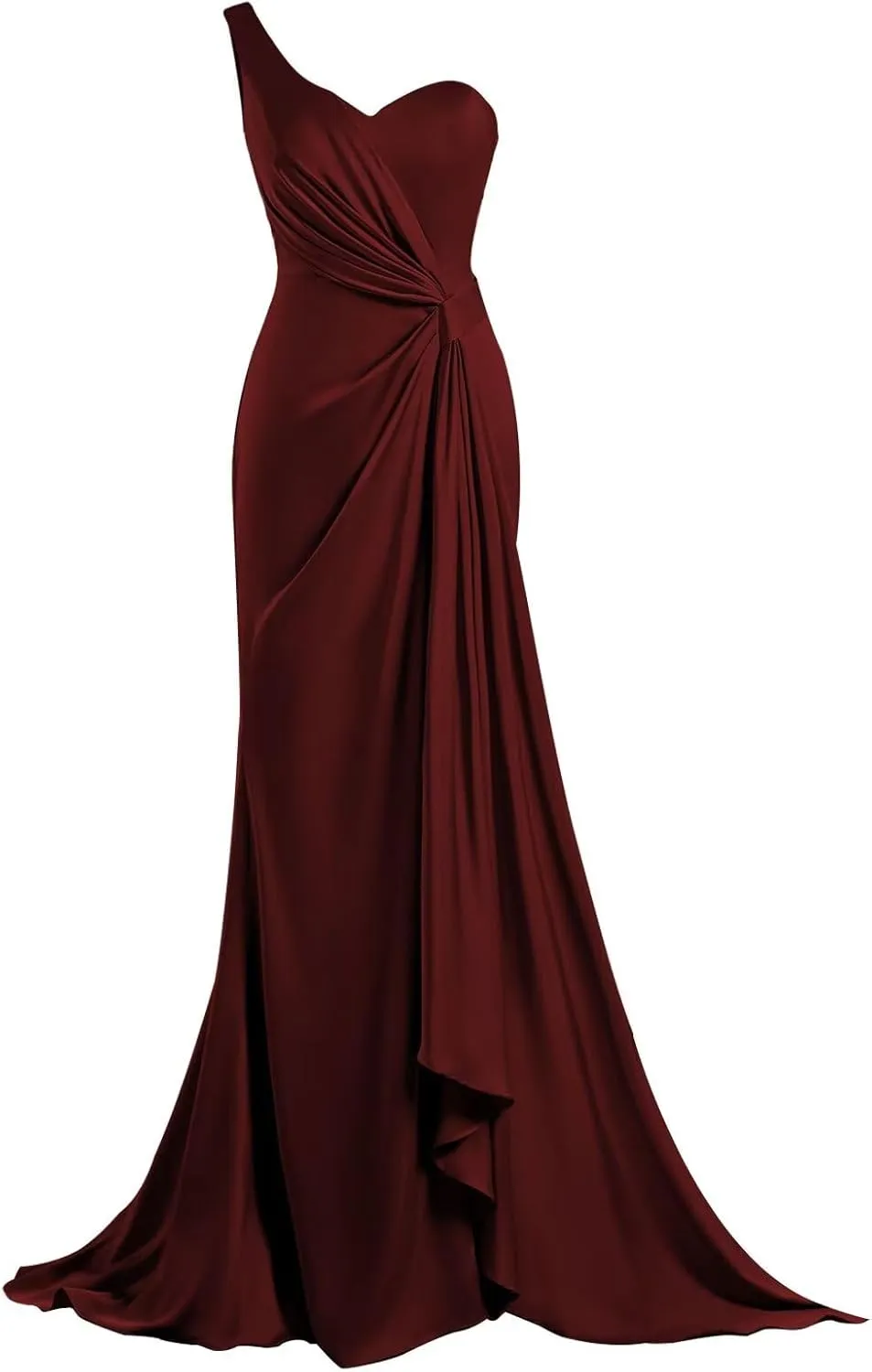 One Shoulder Bridesmaid Dresses Mermaid Satin Prom Dress 2025 Long Ruched Bodycon Evening Party Gowns with Slit