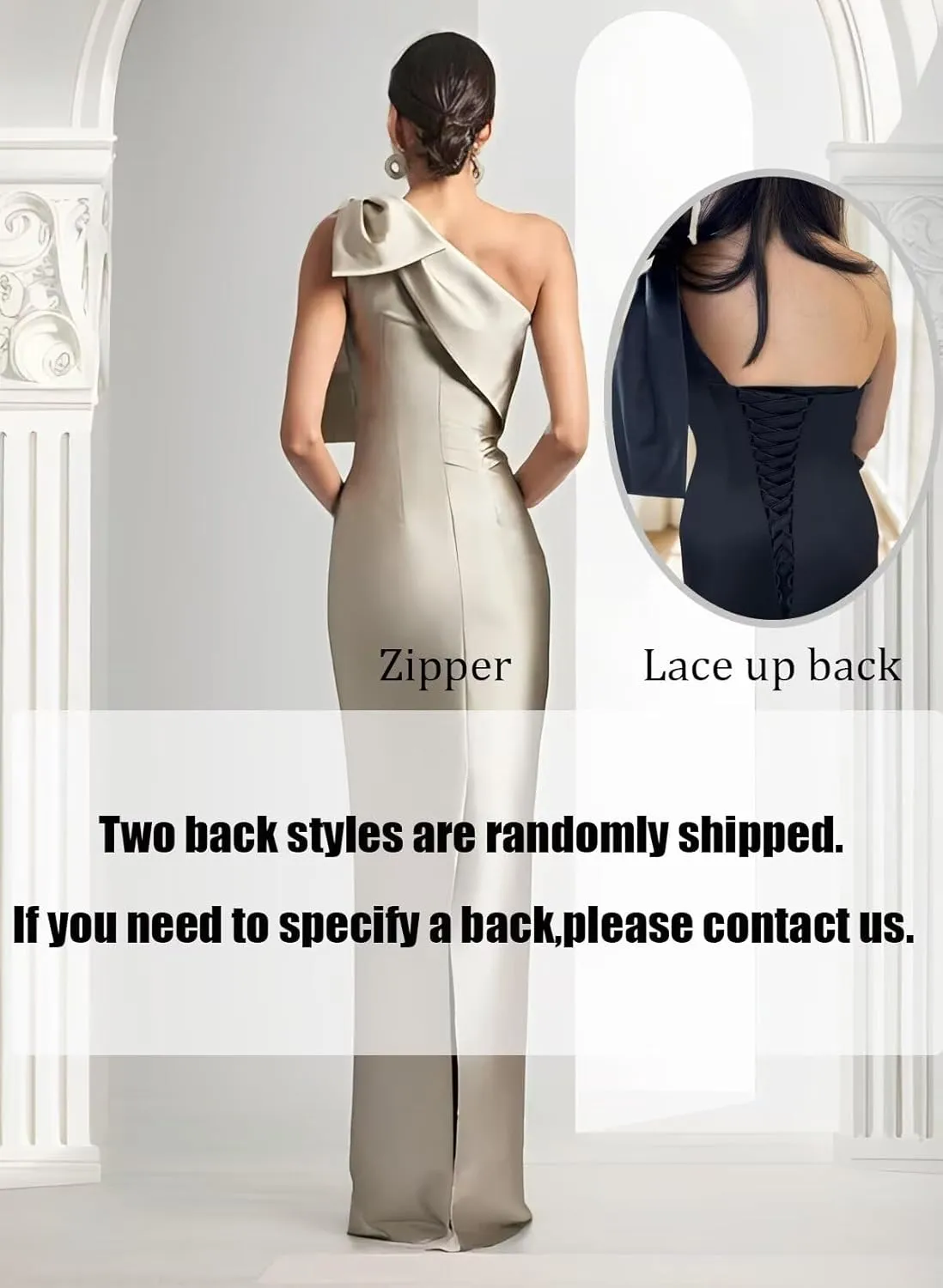 One Shoulder Bridesmaid Dresses with Bow Long Mermaid Satin Back Slit Mother of The Bride Dresses PM004