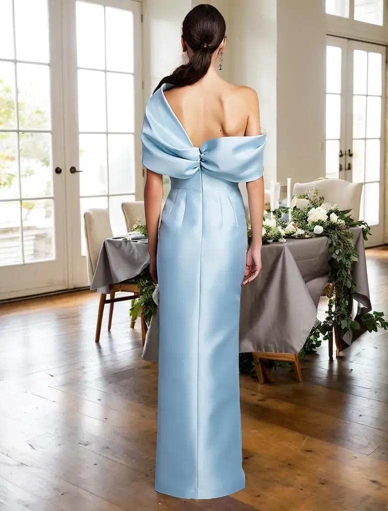 One Shoulder Satin Mother of The Bride Dresses for Women Mermaid Long Prom Dress Corset Formal Evening Ball Gown