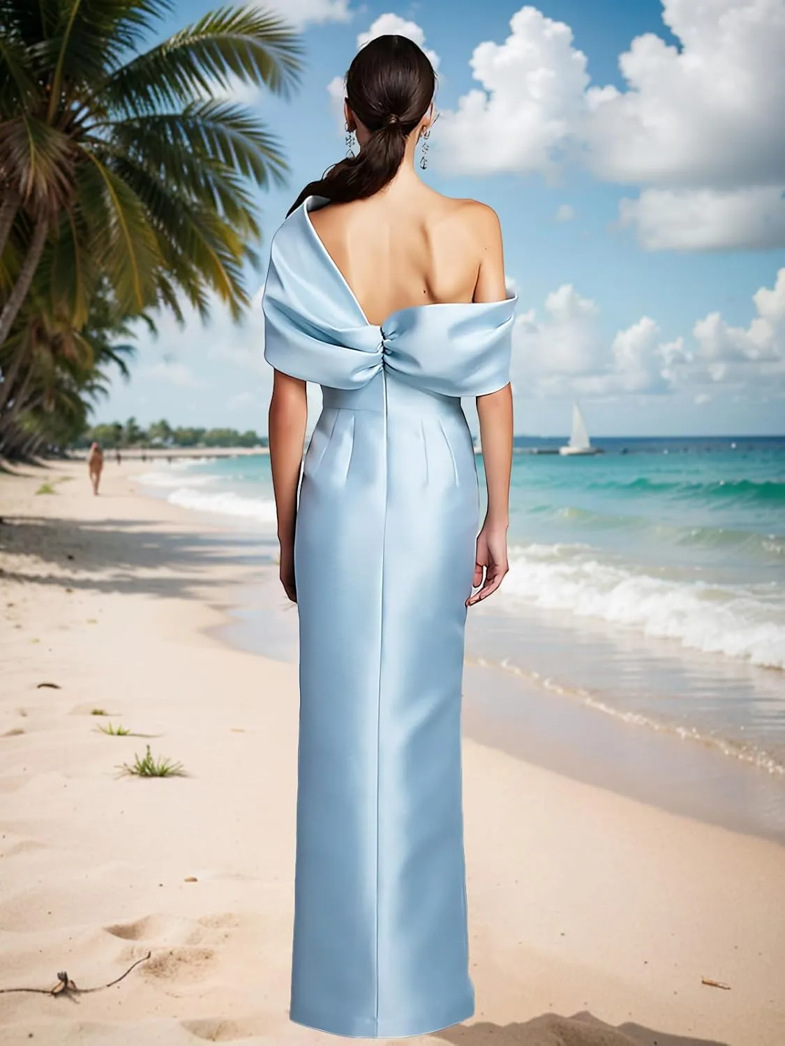 One Shoulder Satin Mother of The Bride Dresses for Women Mermaid Long Prom Dress Corset Formal Evening Ball Gown
