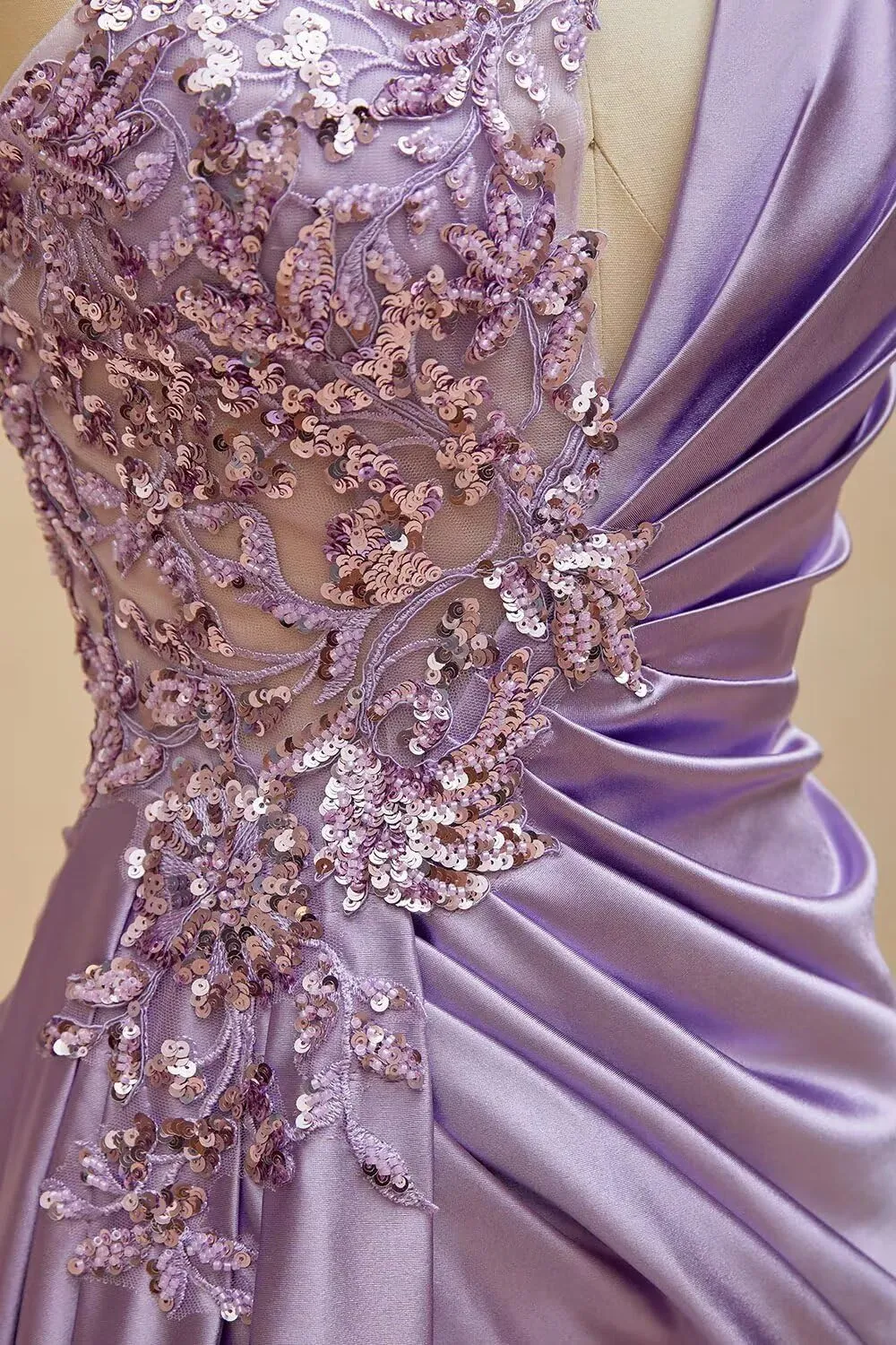 One Shoulder Satin Prom Dresses Beaded Formal Dress Mermaid Evening Party Dresses Long for Women with Slit