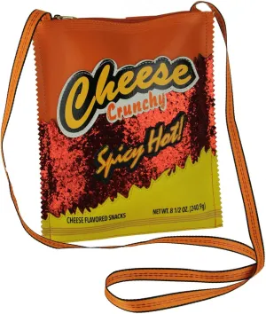 Orange and Yellow Glittery Cheese Crunch Crossbody Bag Small