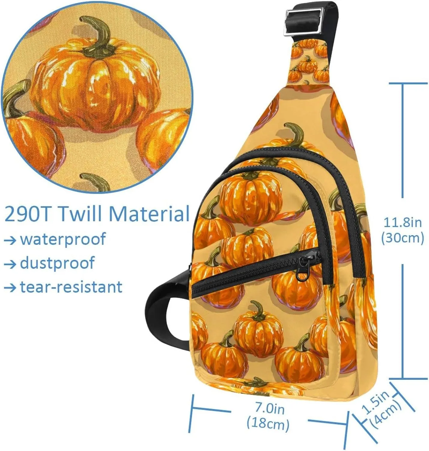 Orange Pumpkin 2 Sling Bag, Crossbody Sling Backpack Travel Hiking Chest Bag Daypack for Purses Shoulder Bag Women Men's
