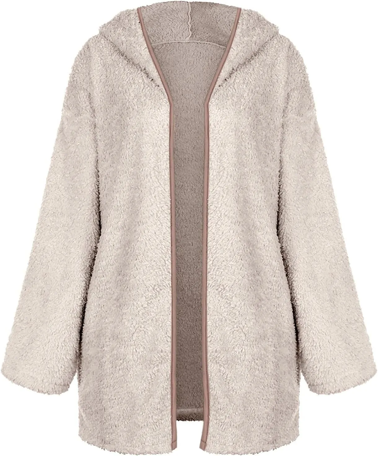 Oversized Sherpa Jacket for Women Winter Fleece Fuzzy Hooded Zip Up Jacket Casual Plus Size Solid Color Sweater Coat