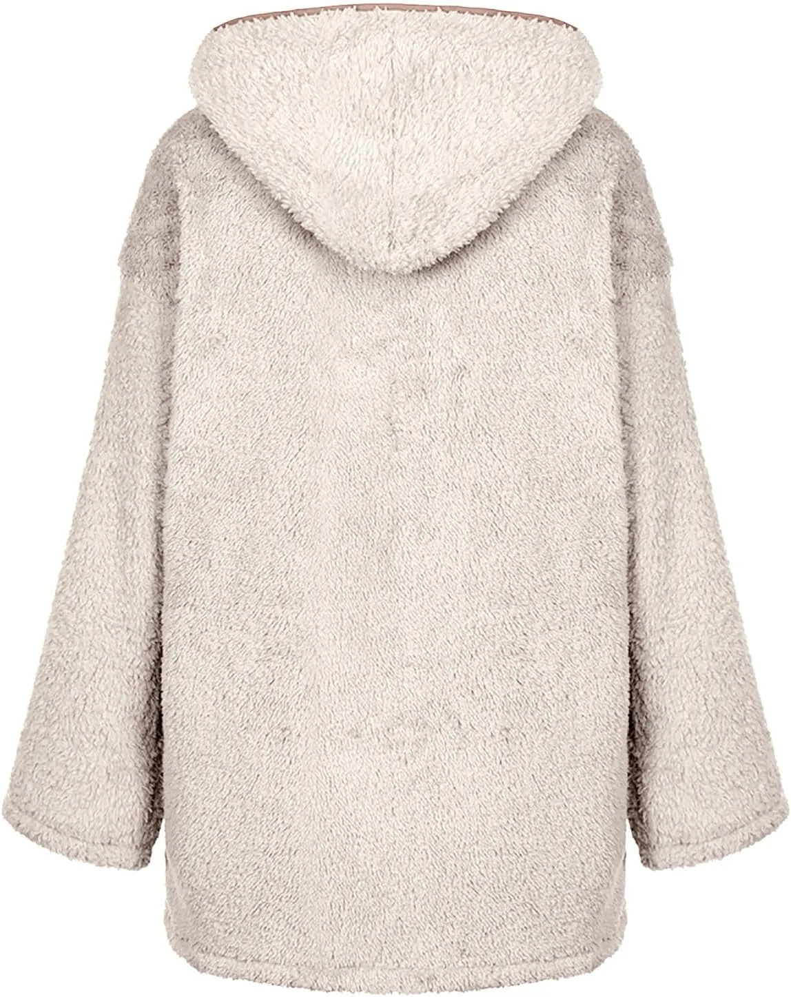 Oversized Sherpa Jacket for Women Winter Fleece Fuzzy Hooded Zip Up Jacket Casual Plus Size Solid Color Sweater Coat