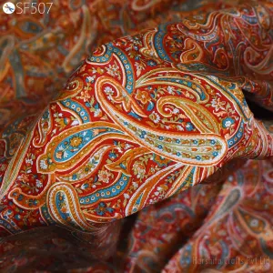 Paisley Habotai Silk Soft Pure Flowy Printed Silk Indian Fabric by the yard Saree Fabric Wedding Dresses Bridesmaid Party Costumes Sewing
