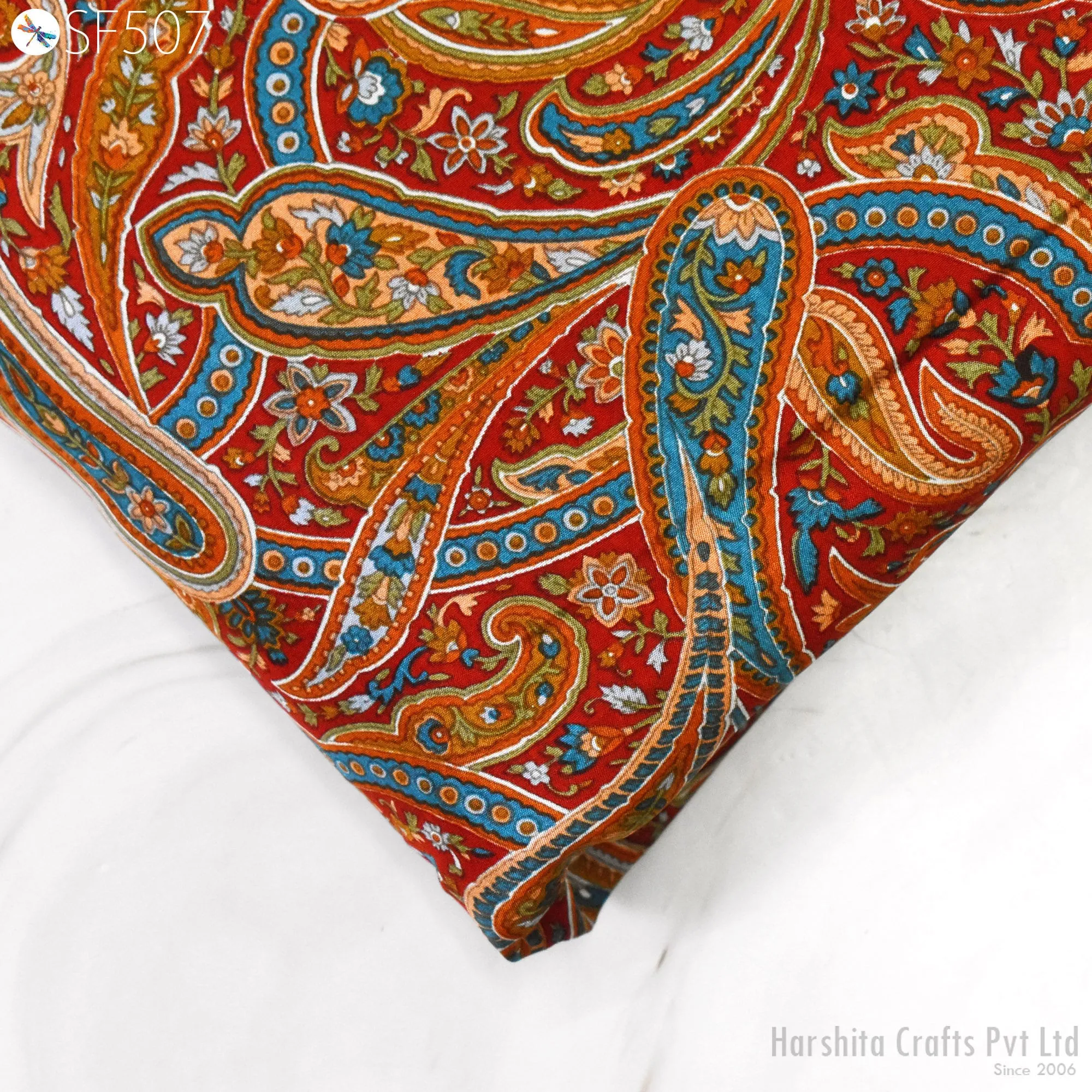 Paisley Habotai Silk Soft Pure Flowy Printed Silk Indian Fabric by the yard Saree Fabric Wedding Dresses Bridesmaid Party Costumes Sewing