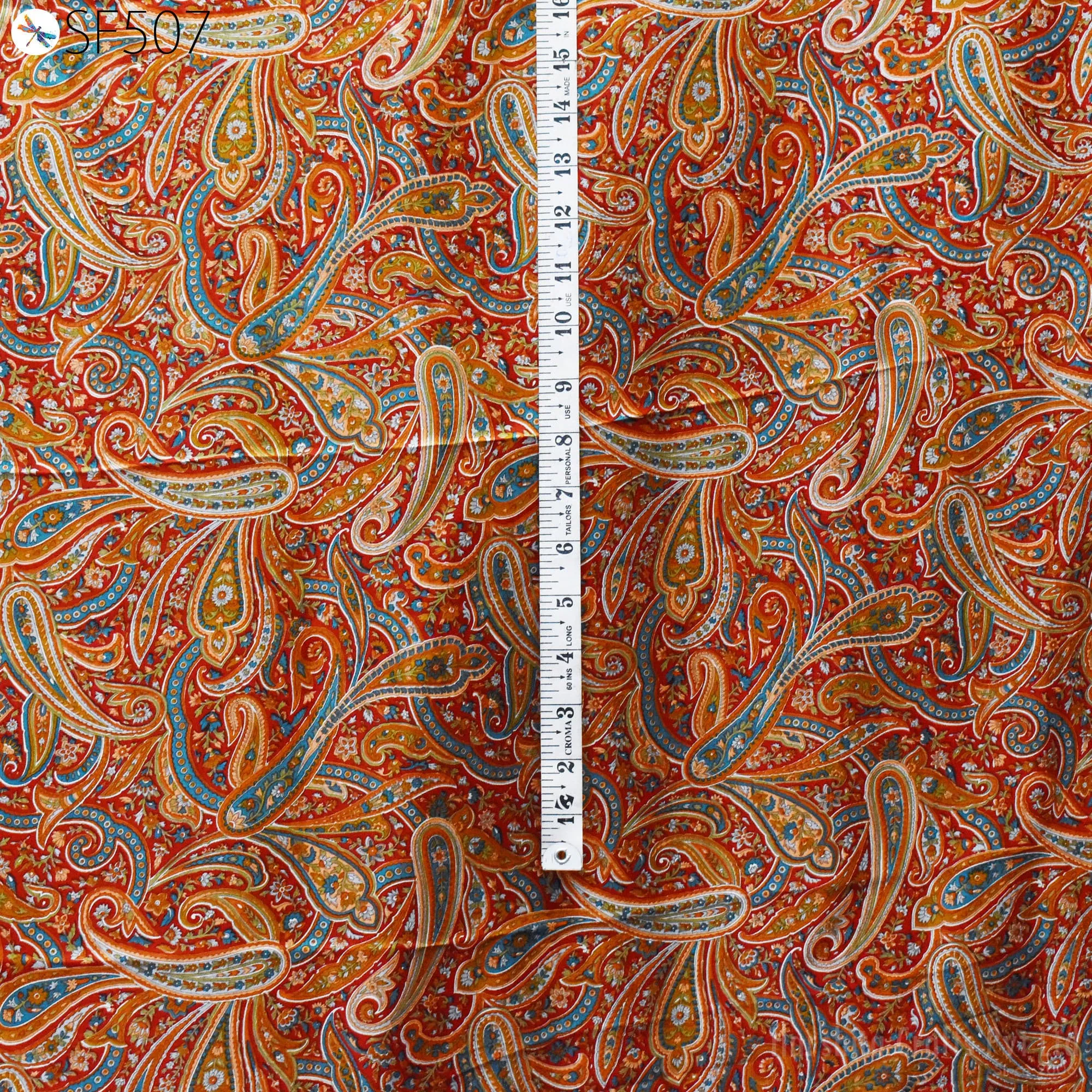 Paisley Habotai Silk Soft Pure Flowy Printed Silk Indian Fabric by the yard Saree Fabric Wedding Dresses Bridesmaid Party Costumes Sewing