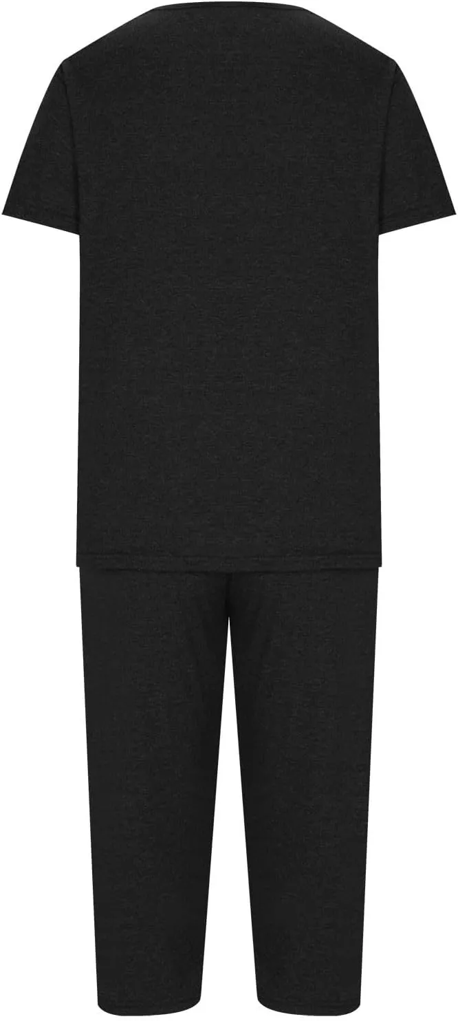 Pajama Sets For Women Casual Summer 2 Piece Capri Pjs Set Short Sleeve V Neck Sleepwear Trendy Clothes Outfits