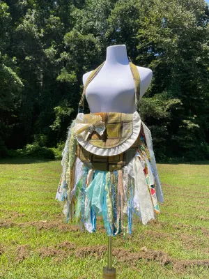 Pastel Vintage Ruffle Fringe Purse, Boho Chic Embellished purse