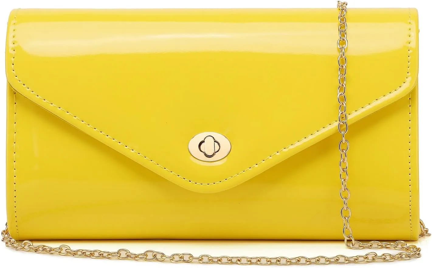 Patent Leather Envelope Clutch Womens Evening Handbag Stylish Shoulder Crossbody Bag for Dating Wedding Party Prom