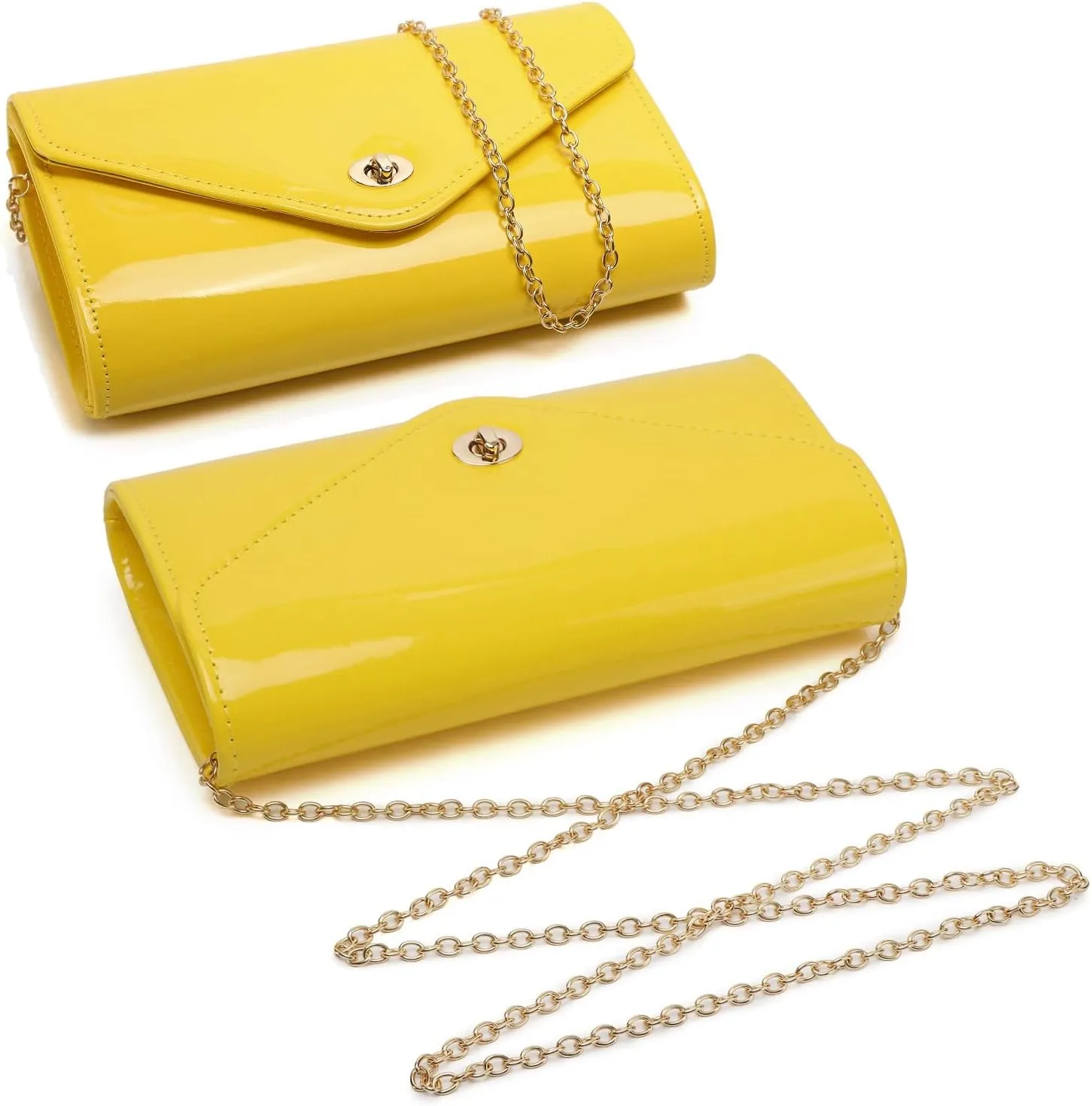 Patent Leather Envelope Clutch Womens Evening Handbag Stylish Shoulder Crossbody Bag for Dating Wedding Party Prom