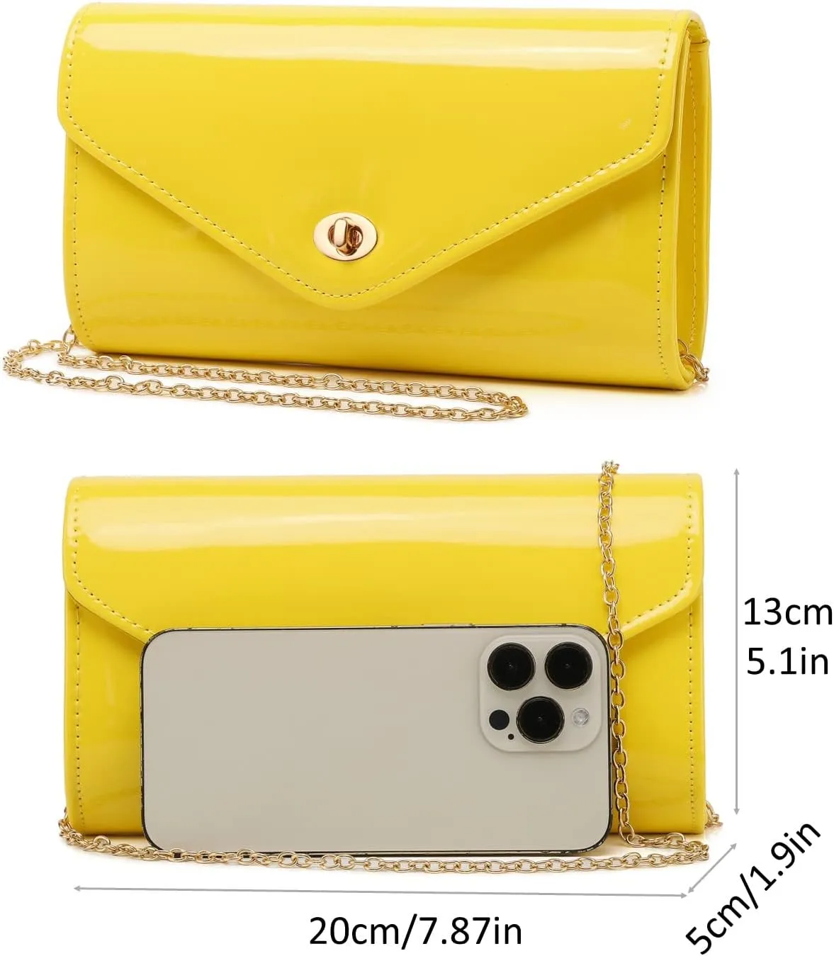 Patent Leather Envelope Clutch Womens Evening Handbag Stylish Shoulder Crossbody Bag for Dating Wedding Party Prom