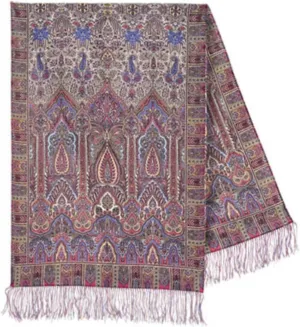 Pavlovo Posad Wool Shawl for Women with Silk Fringe 27.5x79'' (70x200 cm) 100% Wool Scarf for Women, Wrap, Fashion Scarves