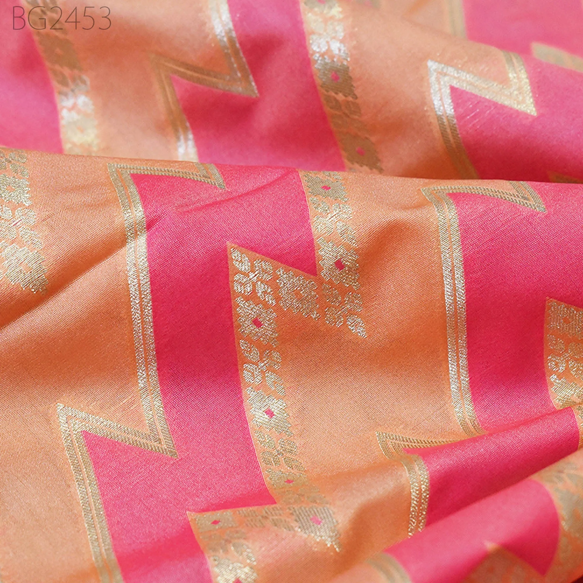 Peach Brocade Fabric by the Yard Wedding Dresses Lehenga Skirts Jackets Indian Blended Banarasi Dress Material Sewing Home Décor Crafting