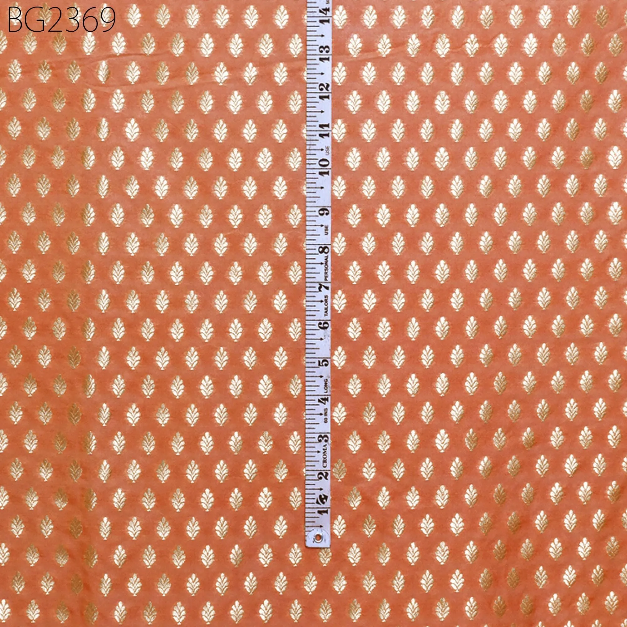 Peach Indian Brocade By The Yard Fabric Banaras Weddings Bridal Dress Sewing Material Banarasi DIY Crafting Costume Cushion Covers Blouses
