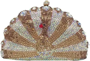Peacock Crystal Clutch Purses for Women Sparkly Rhinestone Evening Handbags Party Wedding Glitter Purse A-Purple&Silver