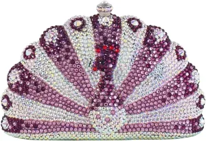 Peacock Crystal Clutch Purses for Women Sparkly Rhinestone Evening Handbags Party Wedding Glitter Purse A-Purple&Silver