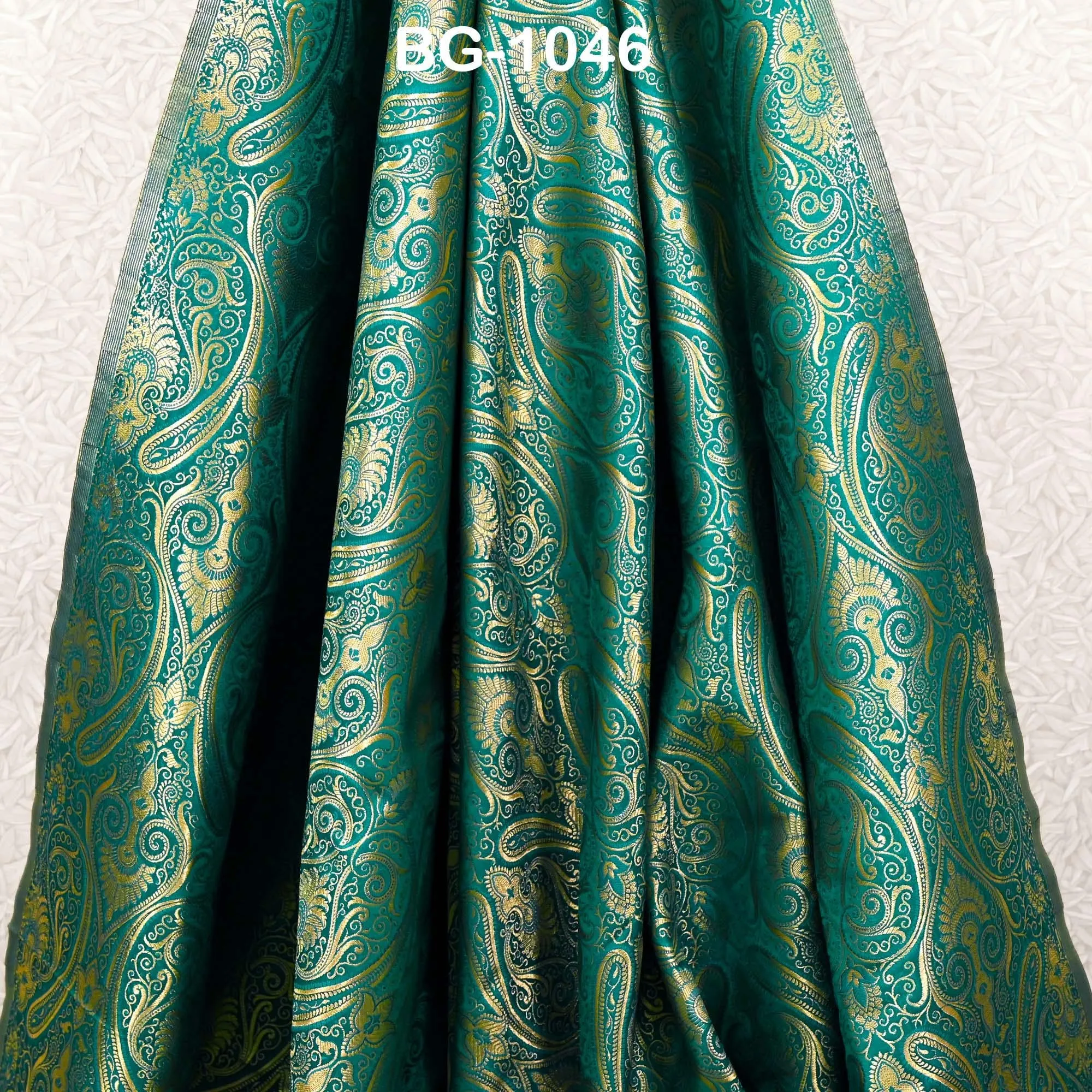 Peacock Green Brocade Fabric by Yard Theatrical Costumes Indian Banarasi Wedding Dress Material Knee Length Coat Sewing Upholstery Drapery