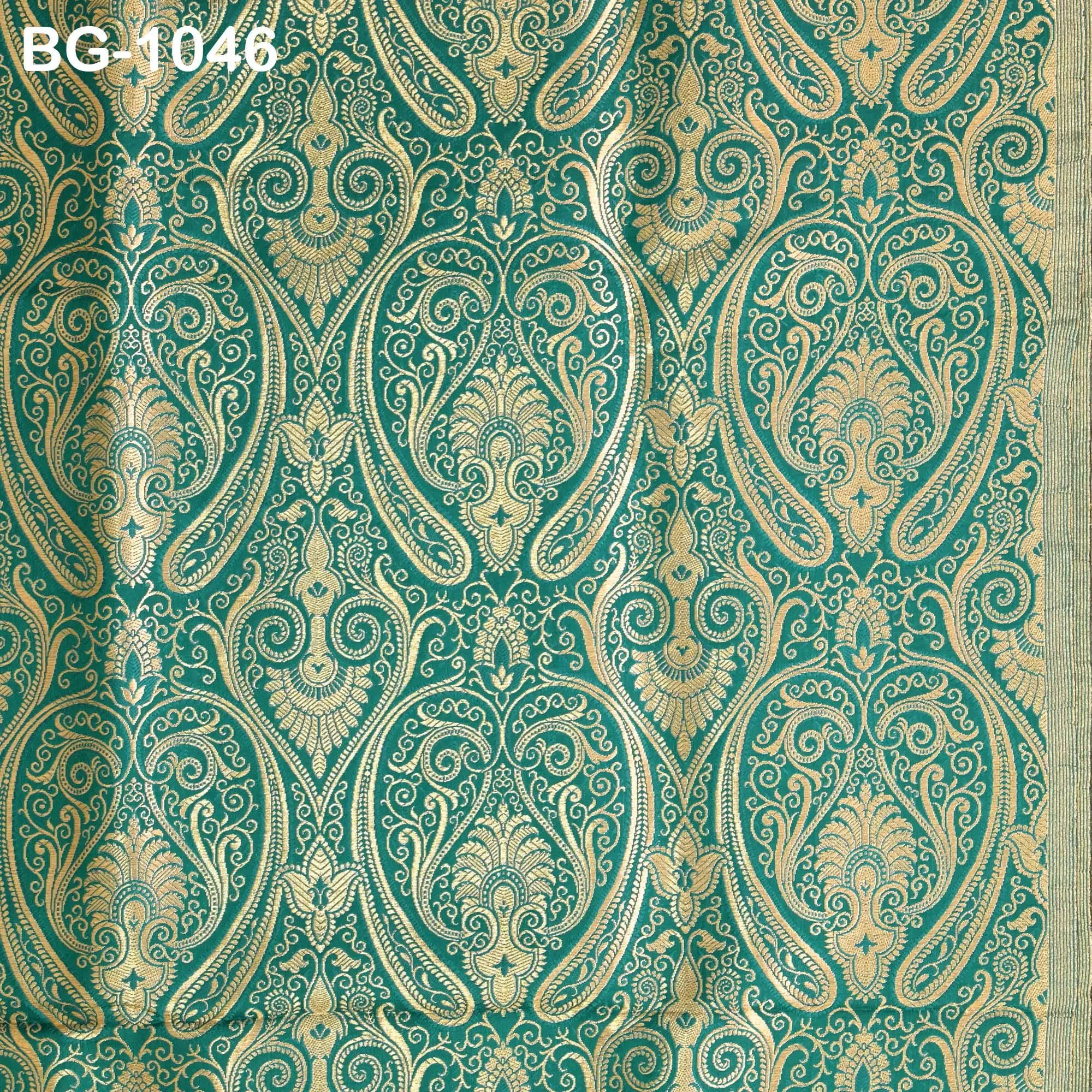 Peacock Green Brocade Fabric by Yard Theatrical Costumes Indian Banarasi Wedding Dress Material Knee Length Coat Sewing Upholstery Drapery